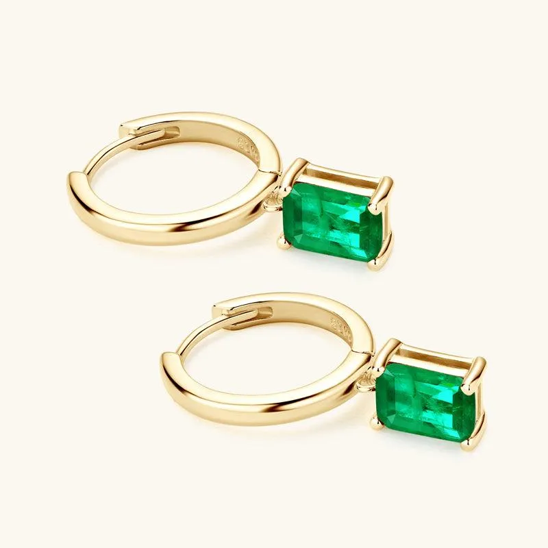 Classic Square Emerald Drop Earrings