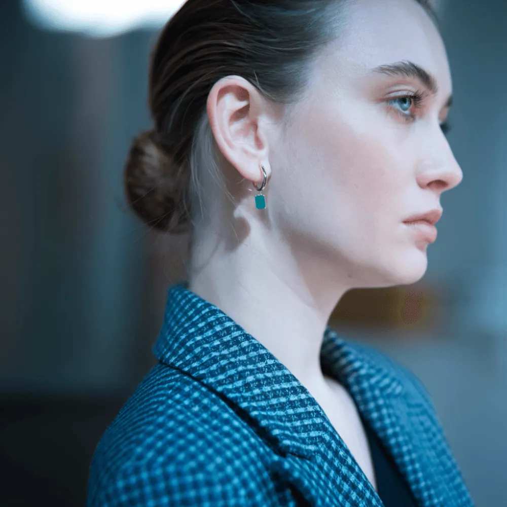 Classic Square Emerald Drop Earrings