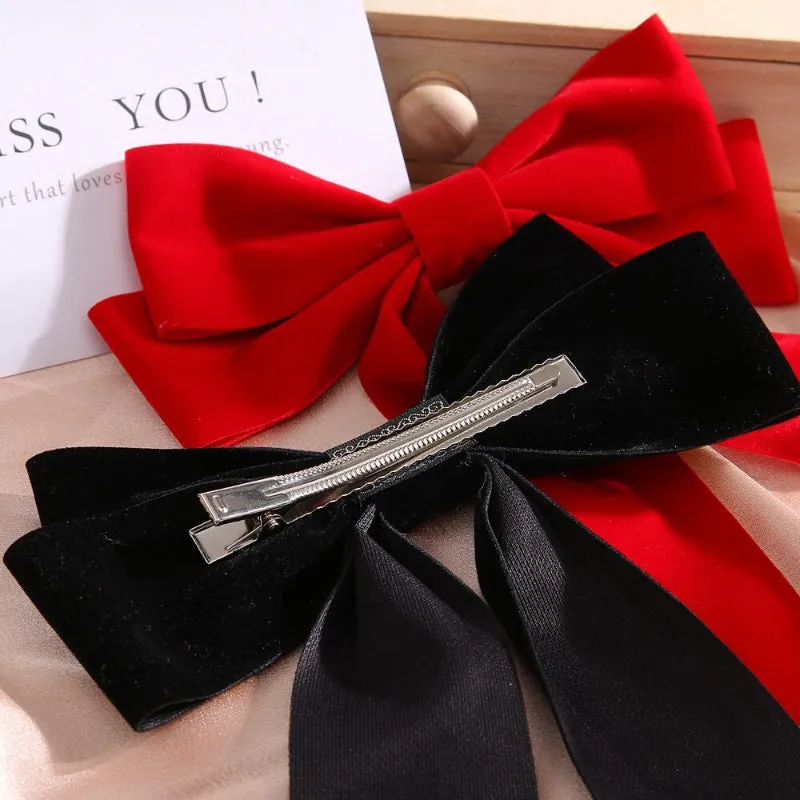 Classy Velvet Ribbon Bowknot Barrette Hair Clips