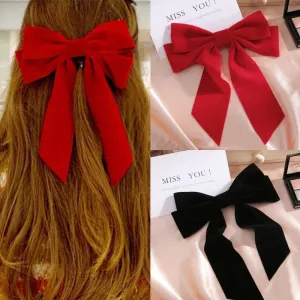 Classy Velvet Ribbon Bowknot Barrette Hair Clips