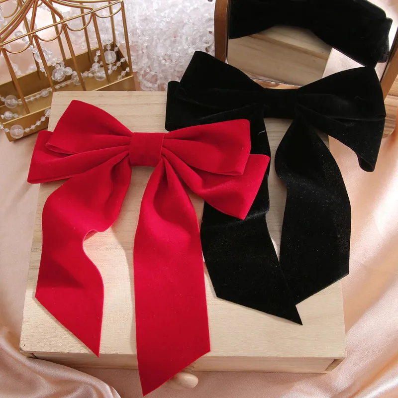 Classy Velvet Ribbon Bowknot Barrette Hair Clips