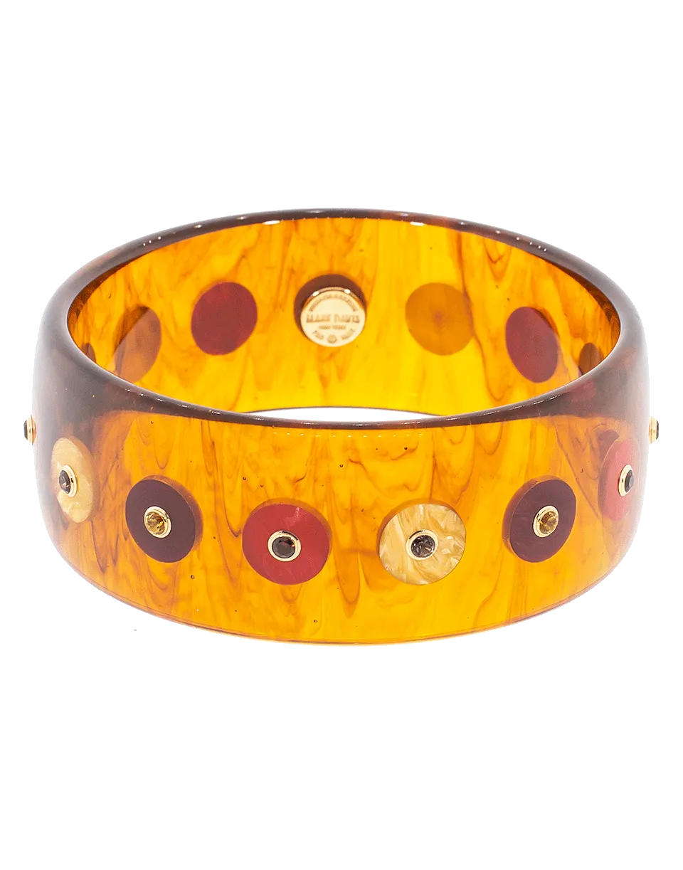 Clear Tortoise and Burgundy Circles Bakelite Bangle