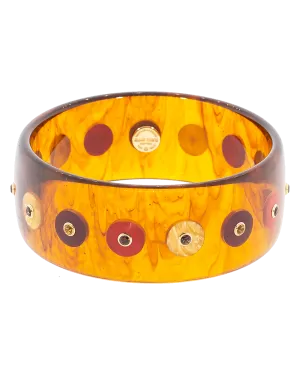 Clear Tortoise and Burgundy Circles Bakelite Bangle