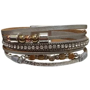 Crystal Avenue Kacy Silver Multi-Strand Magnetic Bracelet