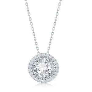 Cubic Zirconia Round Halo Style Pendant