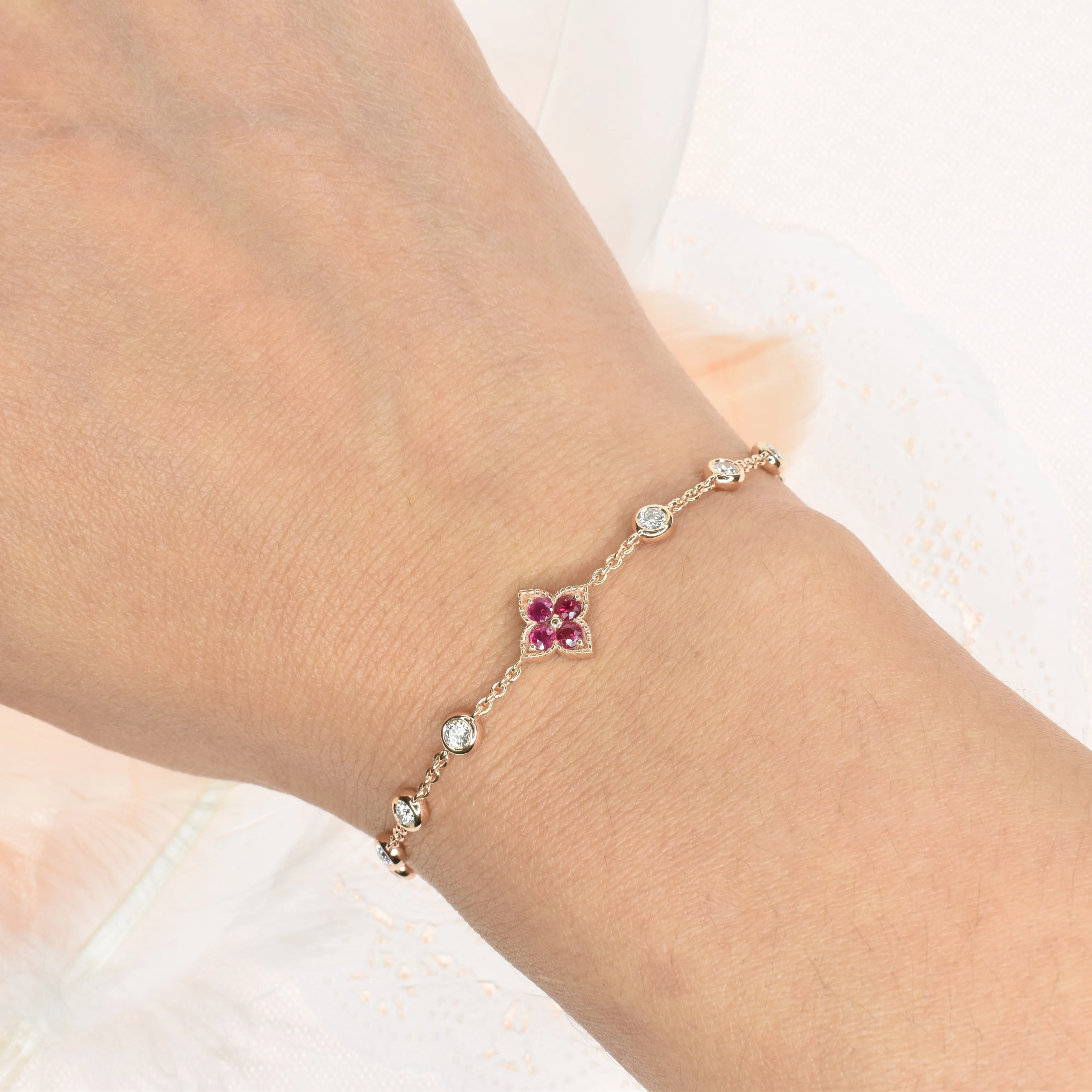 Dainty Ruby & Diamond Bracelet