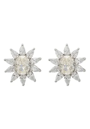 Daisy Gemstone Stud Earrings Moissanite Silver