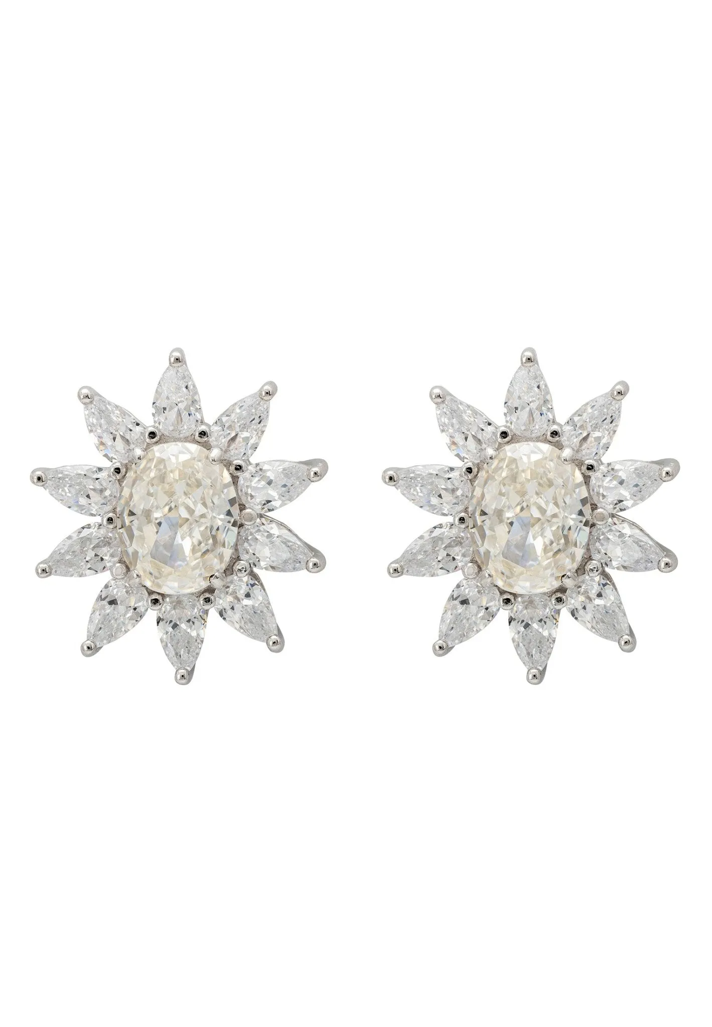 Daisy Gemstone Stud Earrings Moissanite Silver