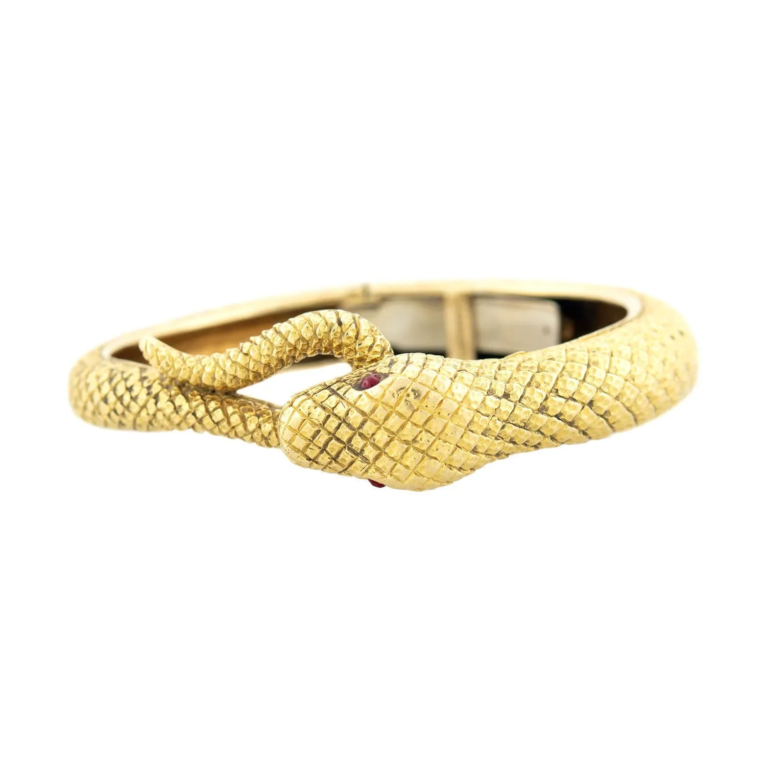 DAVID WEBB Estate 18k   Garnet Ouroboros Snake Bracelet 64.7g