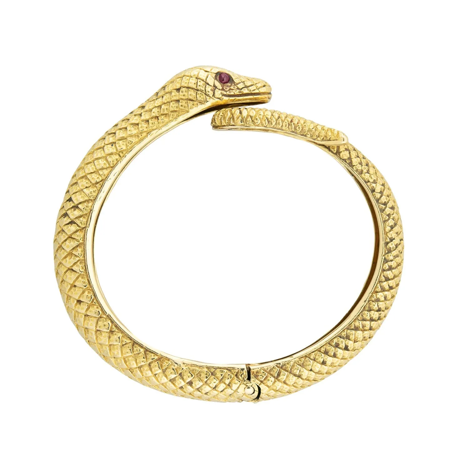 DAVID WEBB Estate 18k   Garnet Ouroboros Snake Bracelet 64.7g