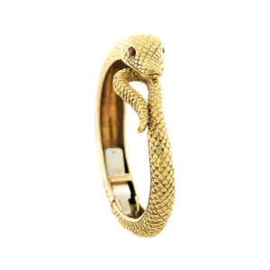 DAVID WEBB Estate 18k   Garnet Ouroboros Snake Bracelet 64.7g