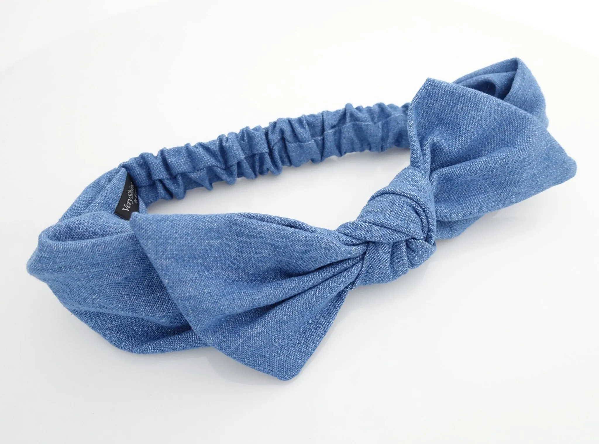 Denim Jean fabric Bow Knot Elastic Fashion Headband for Women