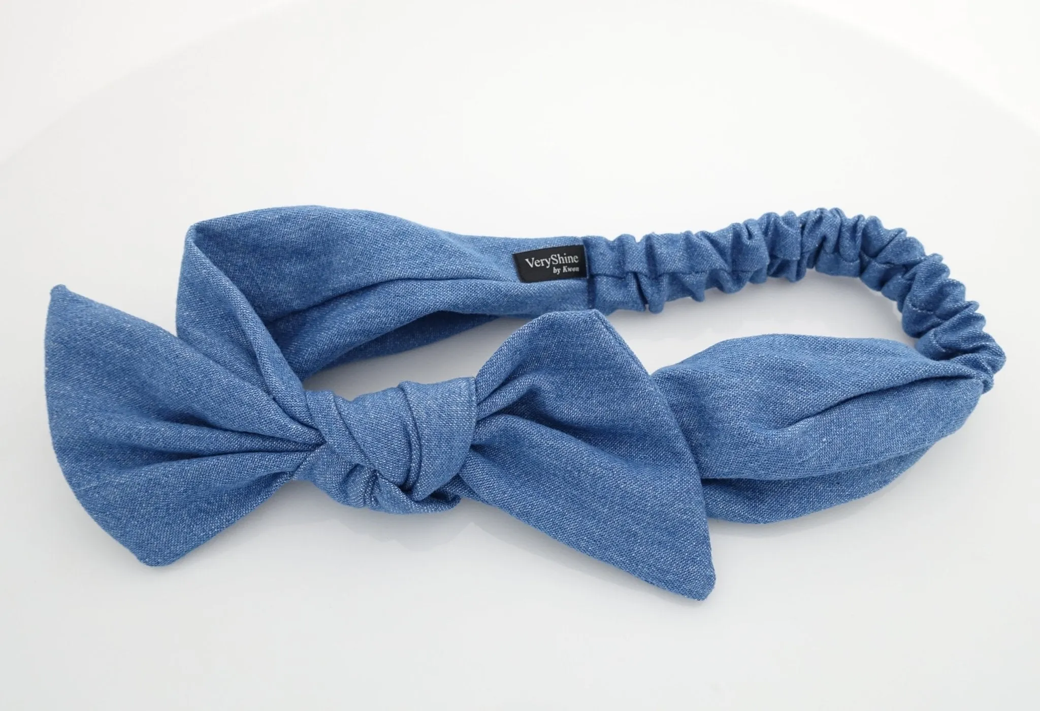 Denim Jean fabric Bow Knot Elastic Fashion Headband for Women