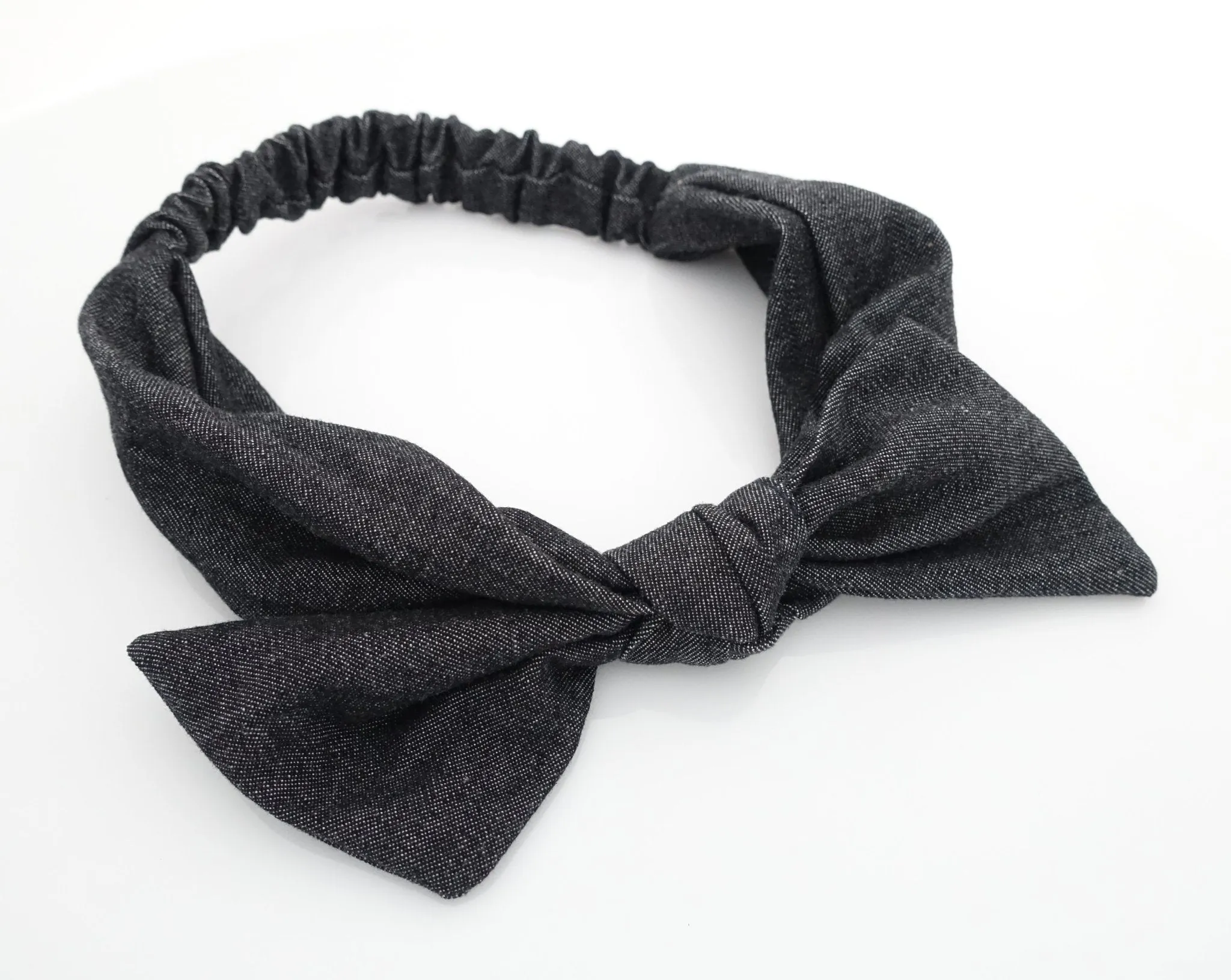 Denim Jean fabric Bow Knot Elastic Fashion Headband for Women