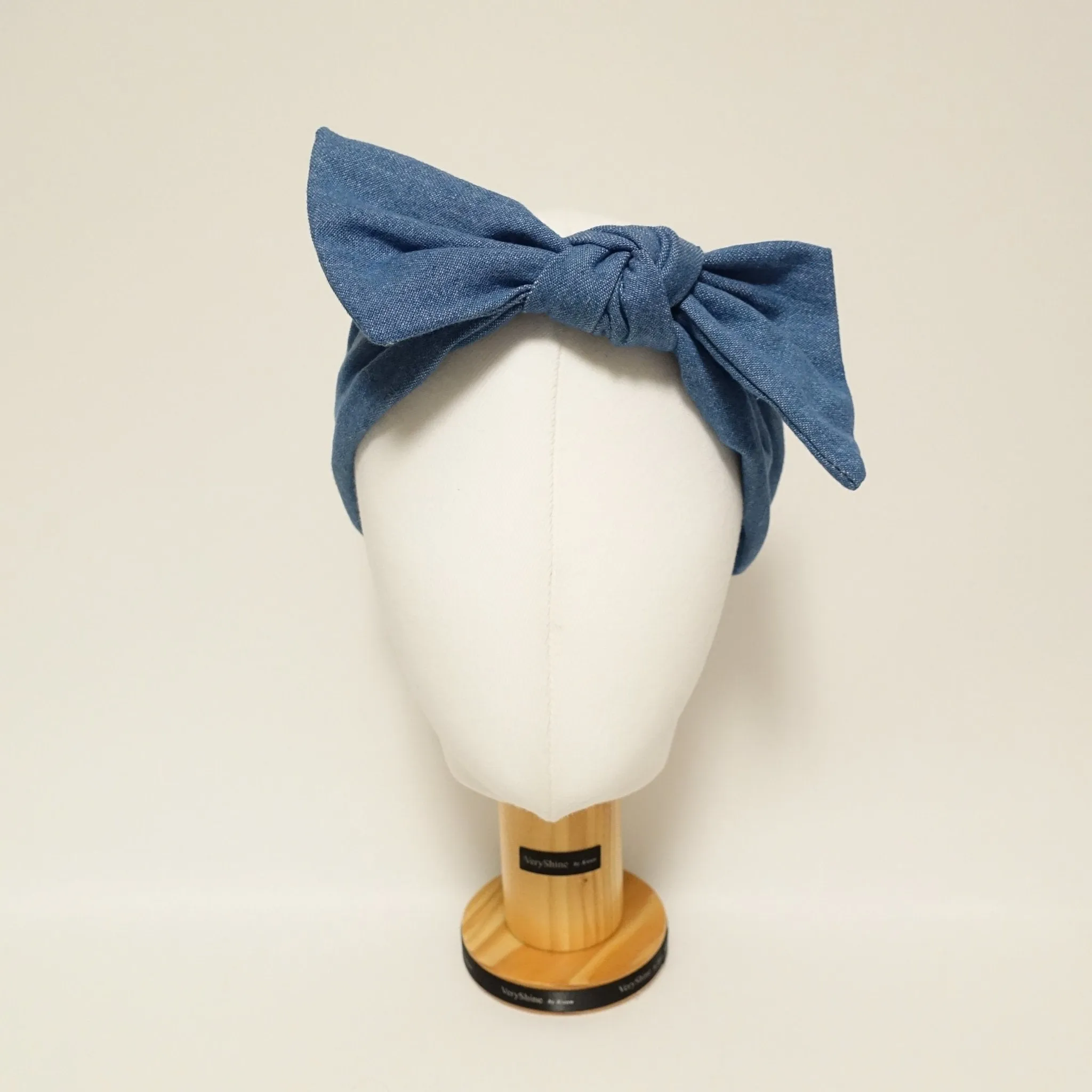 Denim Jean fabric Bow Knot Elastic Fashion Headband for Women