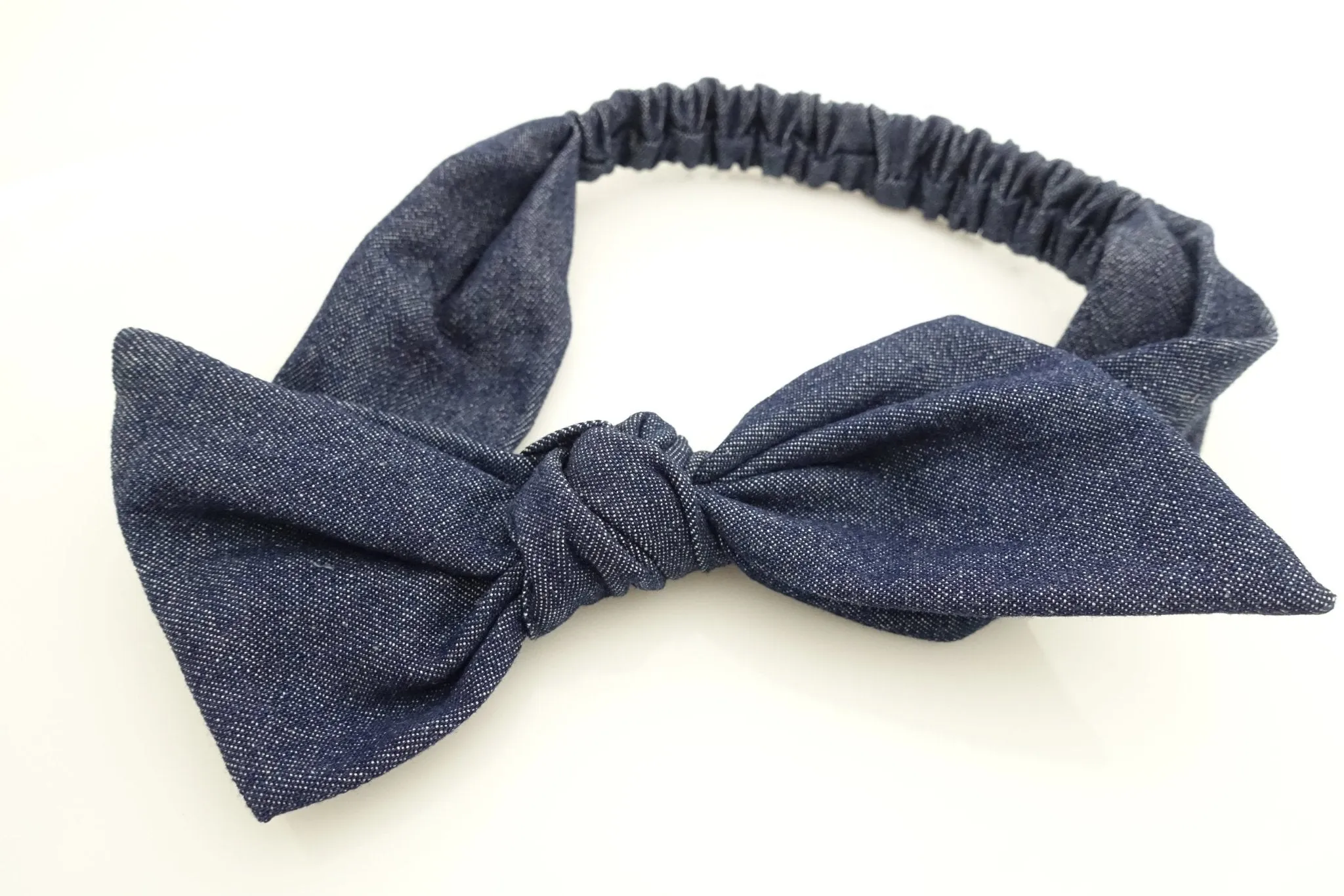 Denim Jean fabric Bow Knot Elastic Fashion Headband for Women