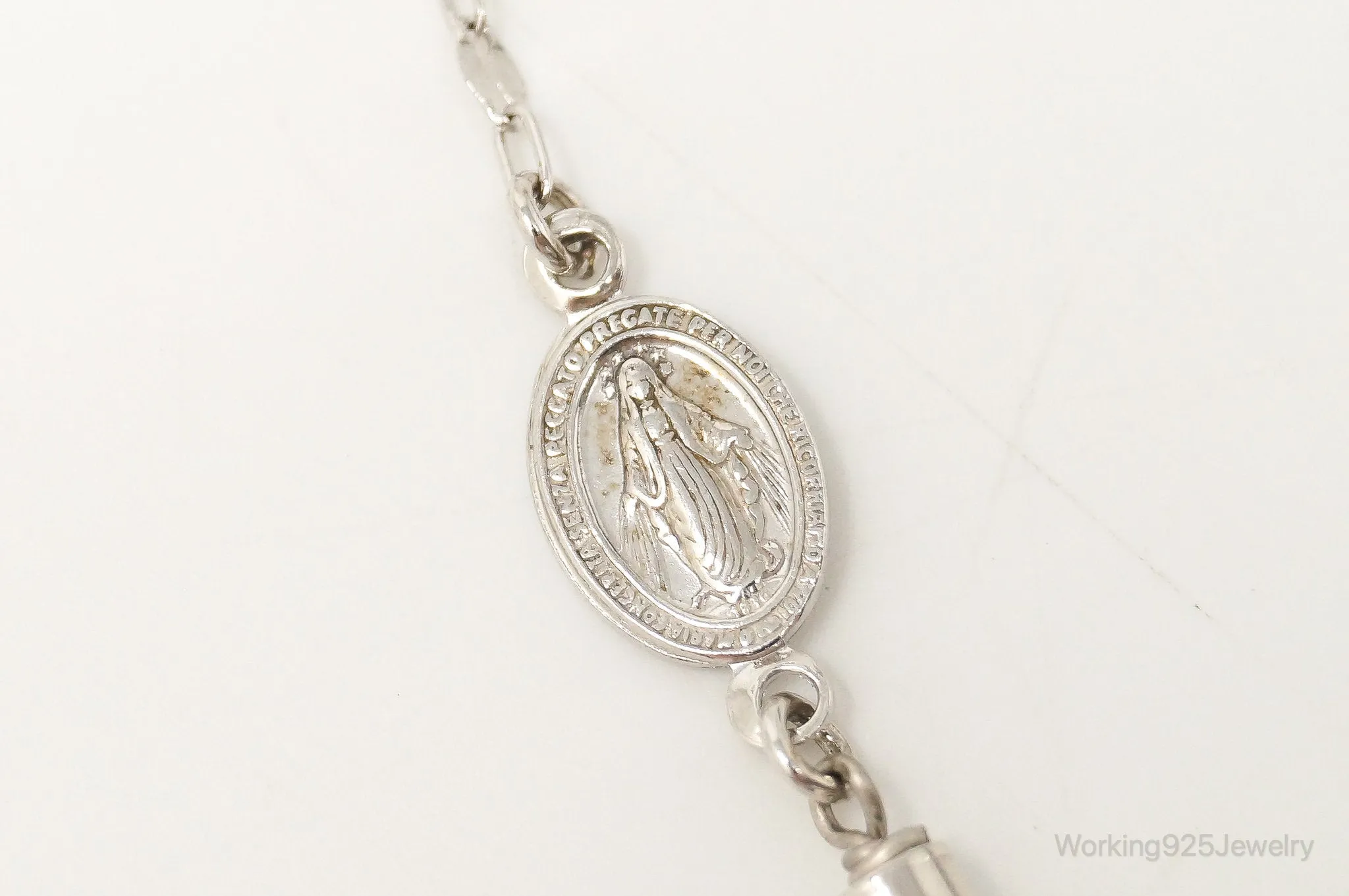 Designer Dyadema Crosses & Miraculous Mary Medals Sterling Silver Necklace