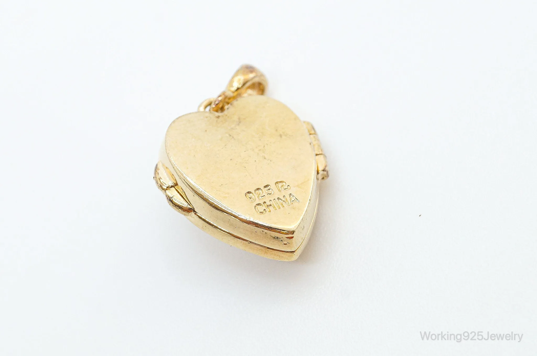 Designer Ross Simons Ruby Heart Gold Vermeil Sterling Silver Locket Pendant