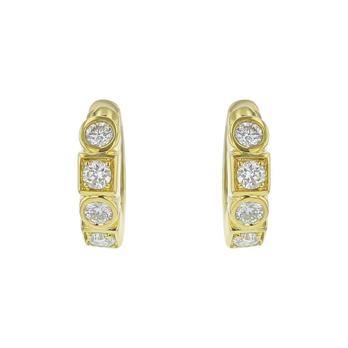 Diamond Circle and Square Hoop Earrings