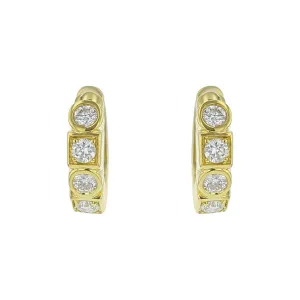 Diamond Circle and Square Hoop Earrings