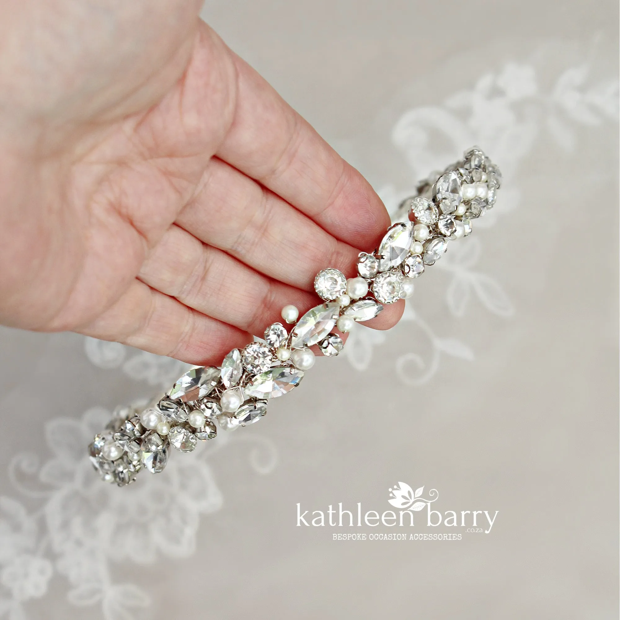 Ella rhinestone and pearl headband - simple bridal hair accessories