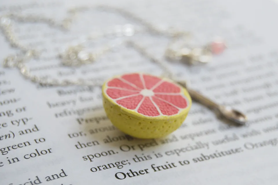 Fresh Grapefruit Necklace | Handmade Grapefruit Charm Jewelry