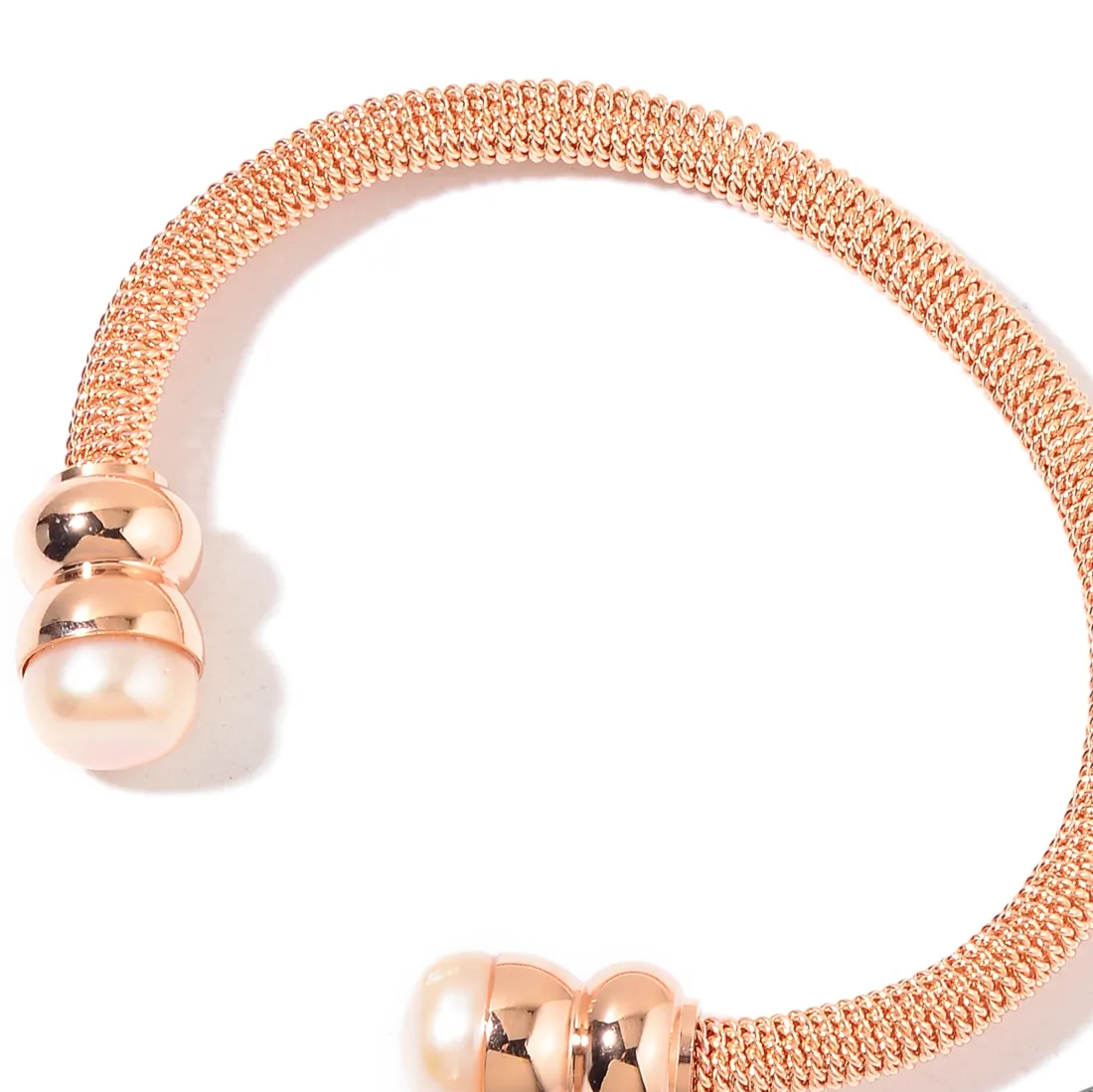 Freshwater Pearl Rose Gold Over Stainless Steel Twisted Cuff (7.50 in)