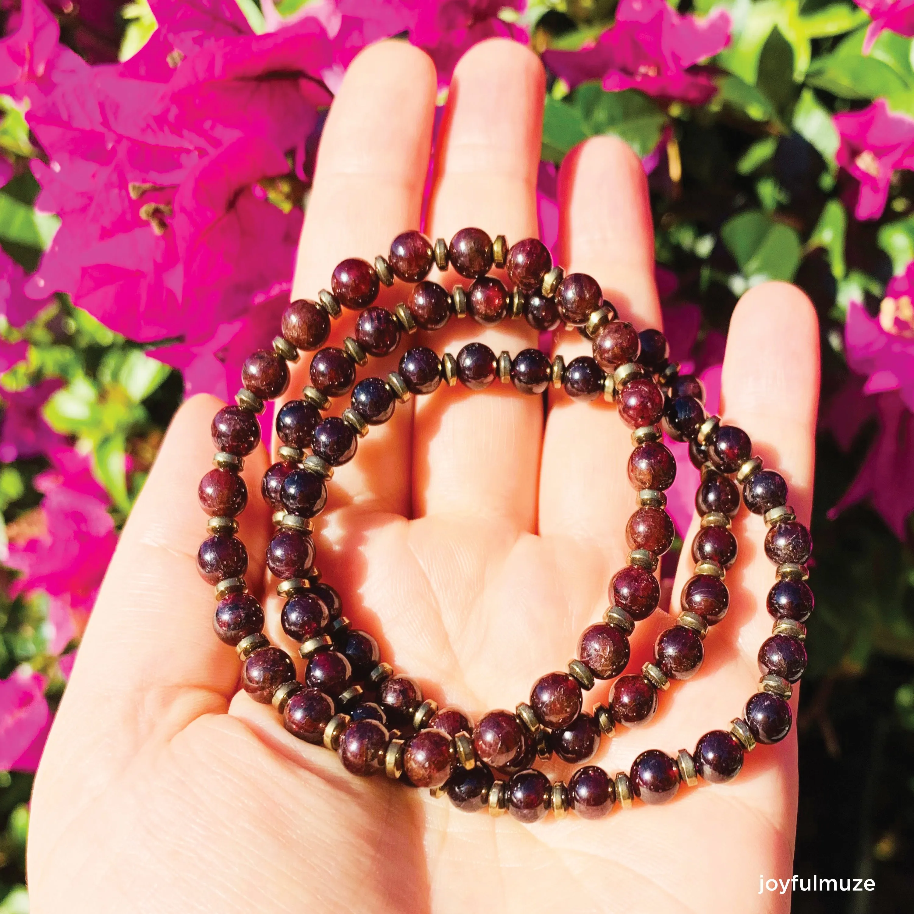 Garnet and Hematite Stretch Bracelet