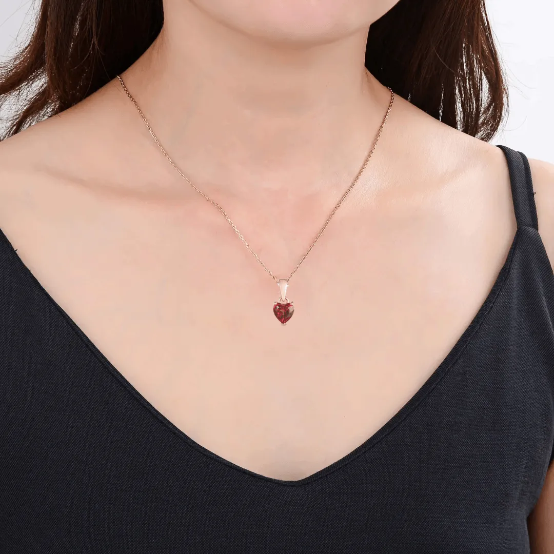 Garnet Heart Necklace