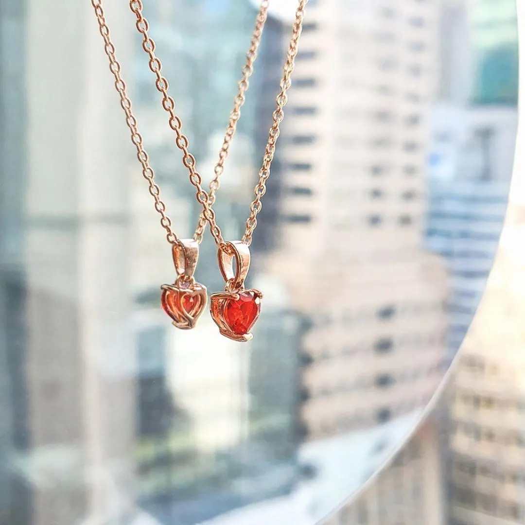 Garnet Heart Necklace