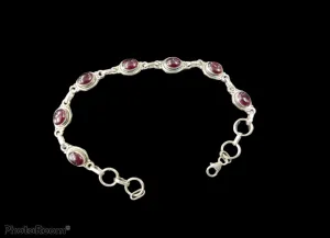 Garnet Maroon Stone Bracelet Sterling Silver 92.5