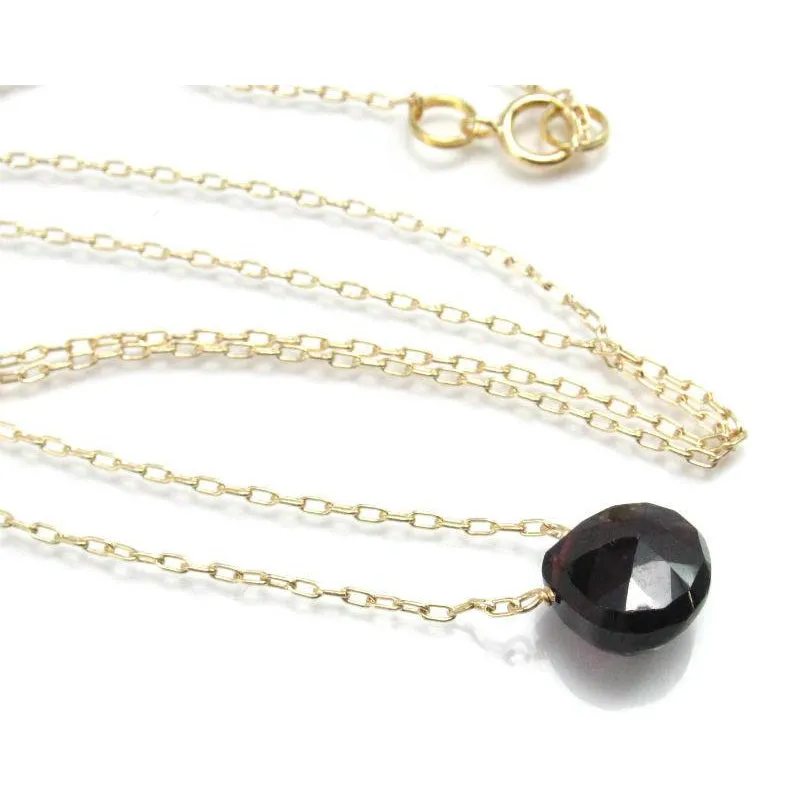 Garnet Necklace on Gold Filled Chain and Gold Filled Spring Ring Clasp