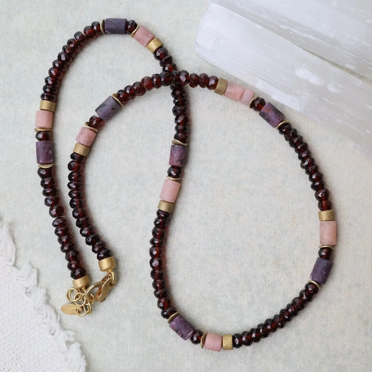 Garnet, Ruby, & Rhodonite Necklace