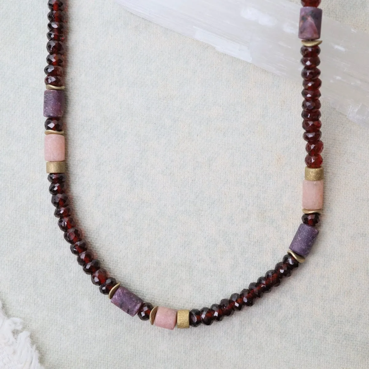 Garnet, Ruby, & Rhodonite Necklace