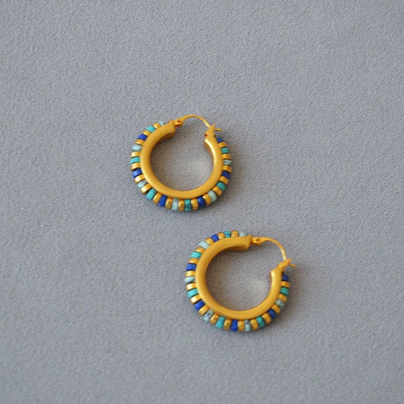 Gemstone Hoop Earrings