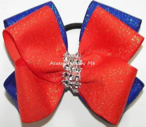 Glitter Orange Royal Blue Cheer Bow