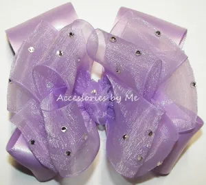 Glitzy Lavender Organza Satin Hair Bow