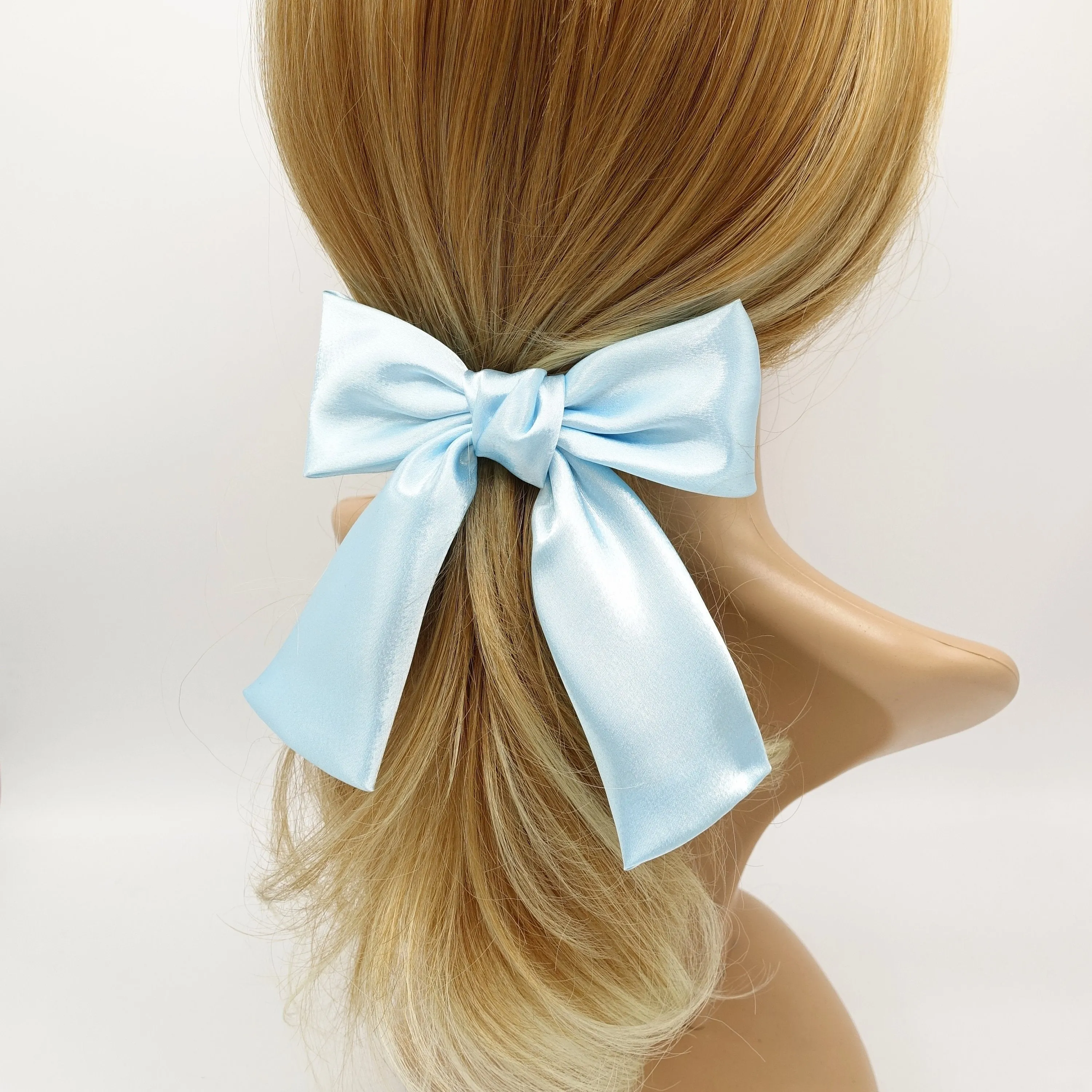 glossy satin tail hair bow in regular size hair accessory for women