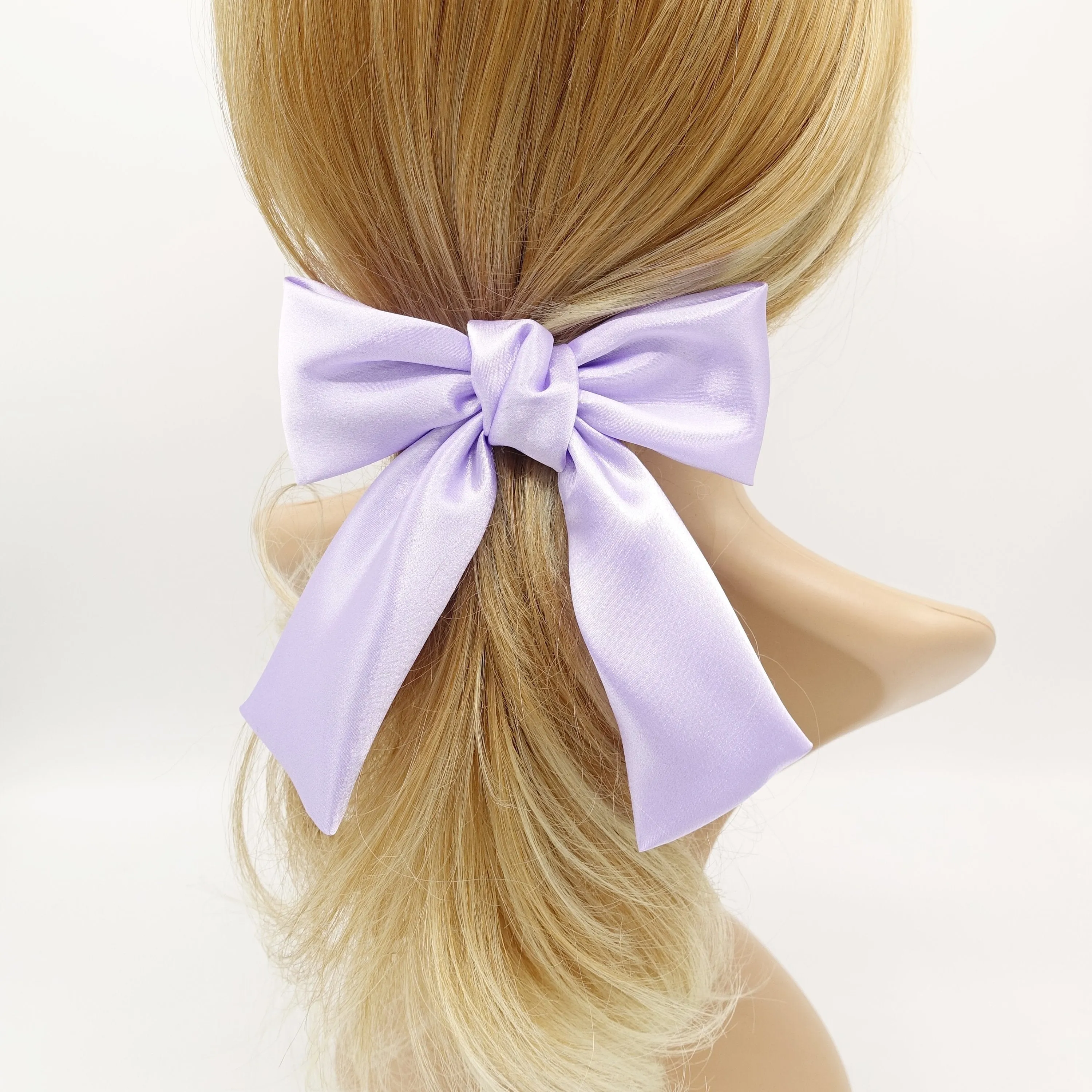 glossy satin tail hair bow in regular size hair accessory for women