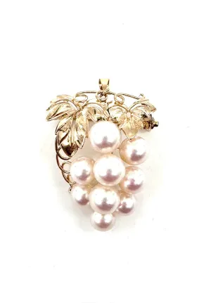 Grape leaves pearl pendant and pin