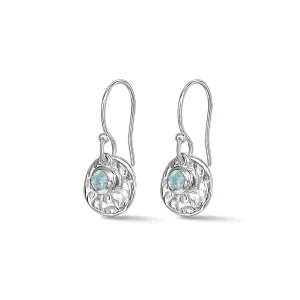 Hammered Disc & Aquamarine Array Earrings