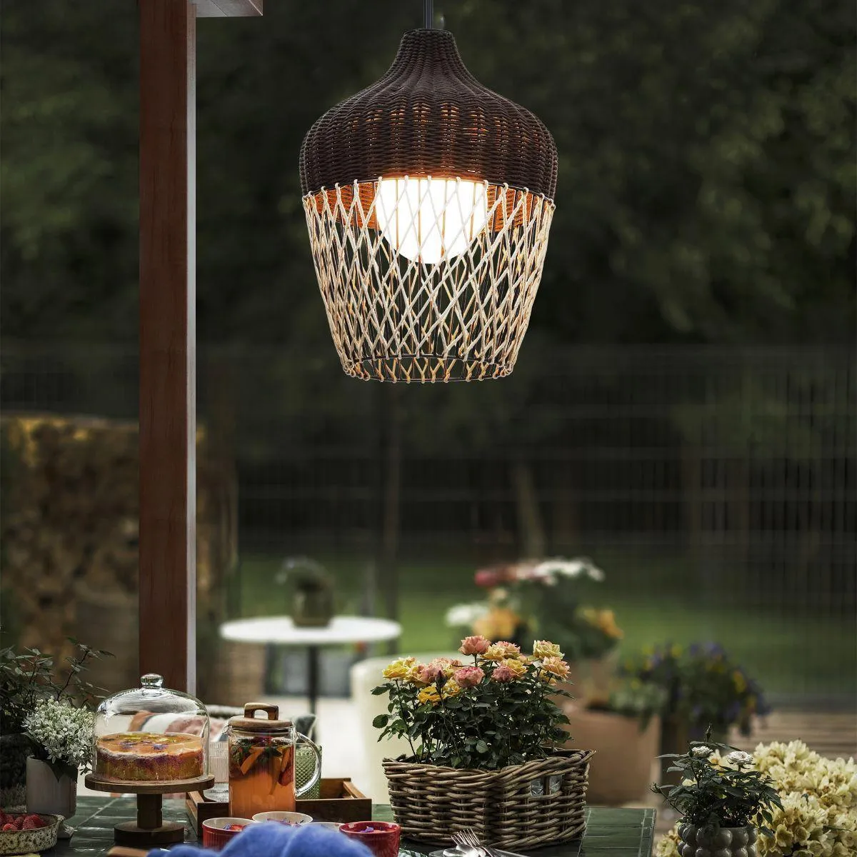 Hannha 22 in. Outdoor Pendant Light khaki and brown Finish