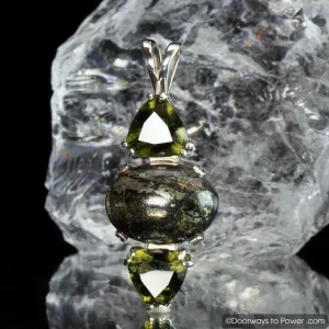 Healers Gold & Moldavite Gemstone Pendant SS