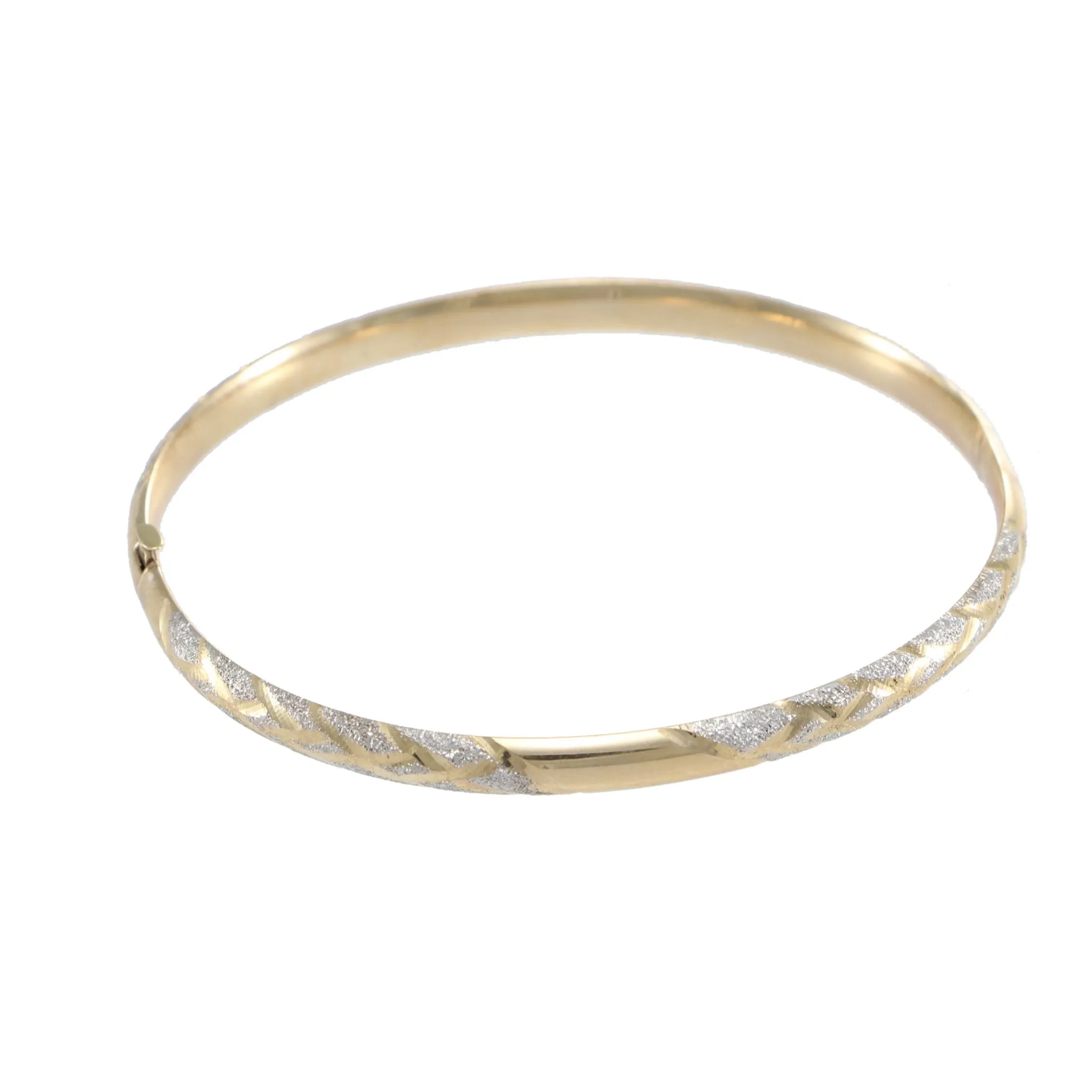 Hinge Bangle Bracelet Womens 14k Yellow Gold Diamond Cut Finish Vintage Estate