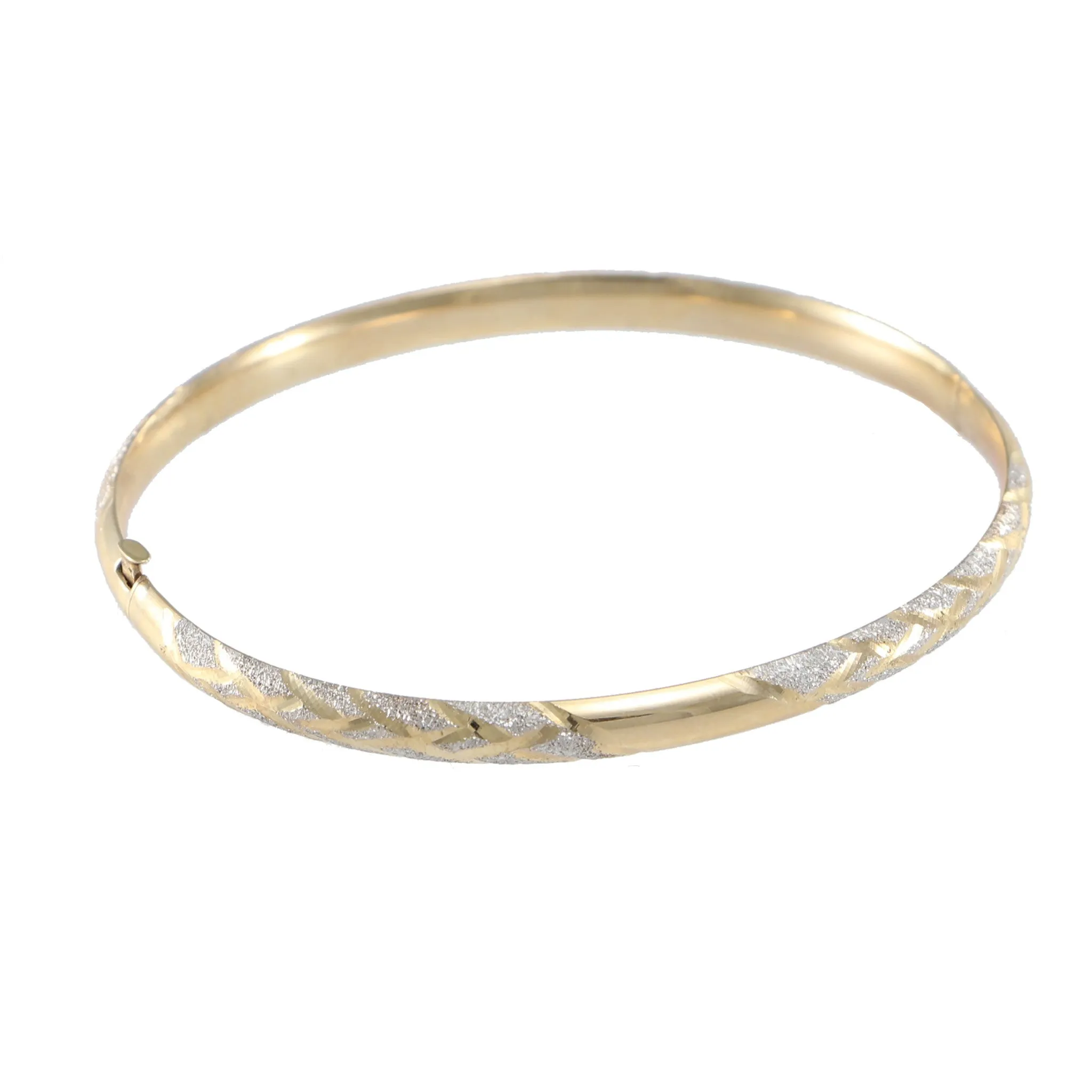 Hinge Bangle Bracelet Womens 14k Yellow Gold Diamond Cut Finish Vintage Estate