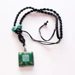 Inlaid Green Square Buddha Eye Pendant