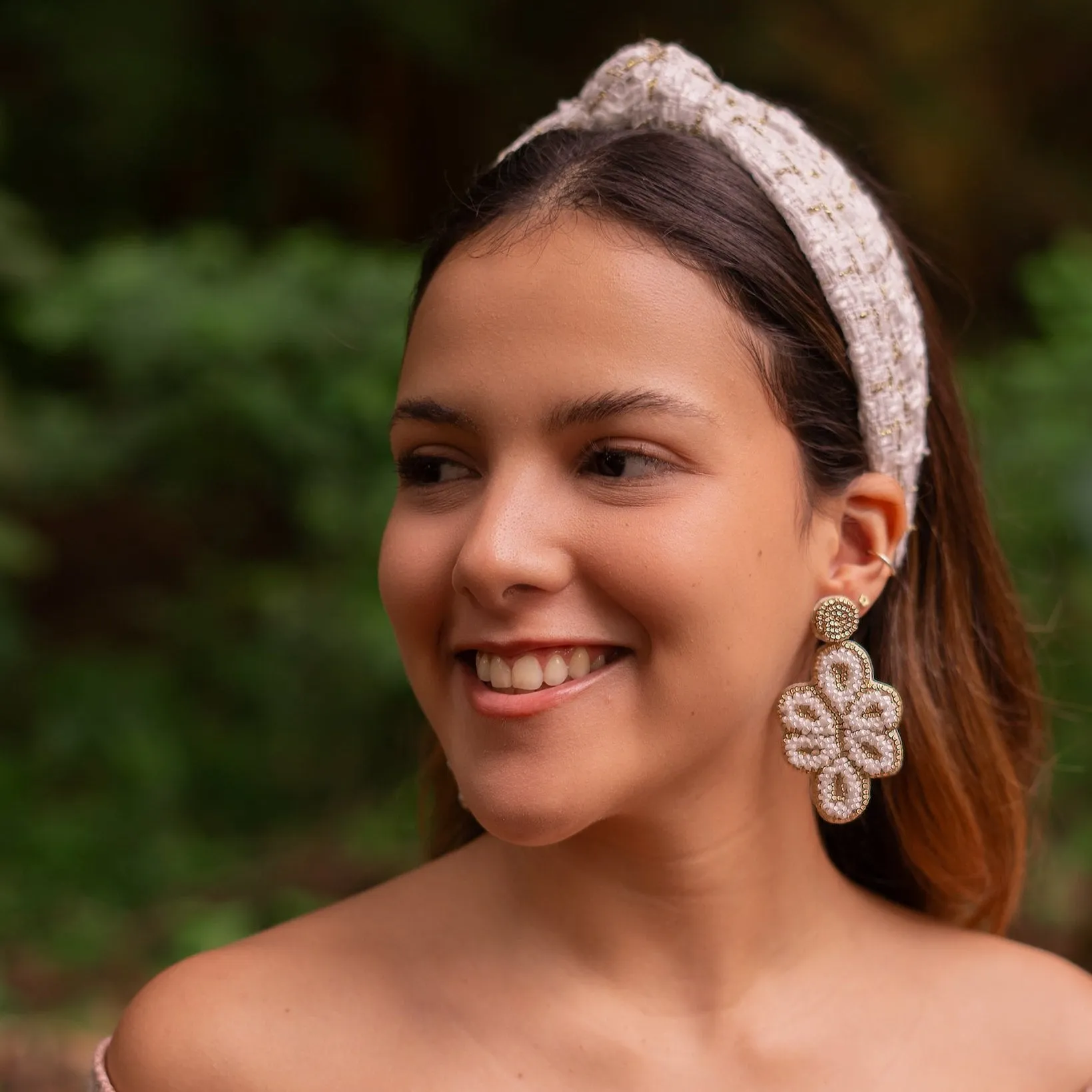 Ivory Leile Tweed Knot Headband