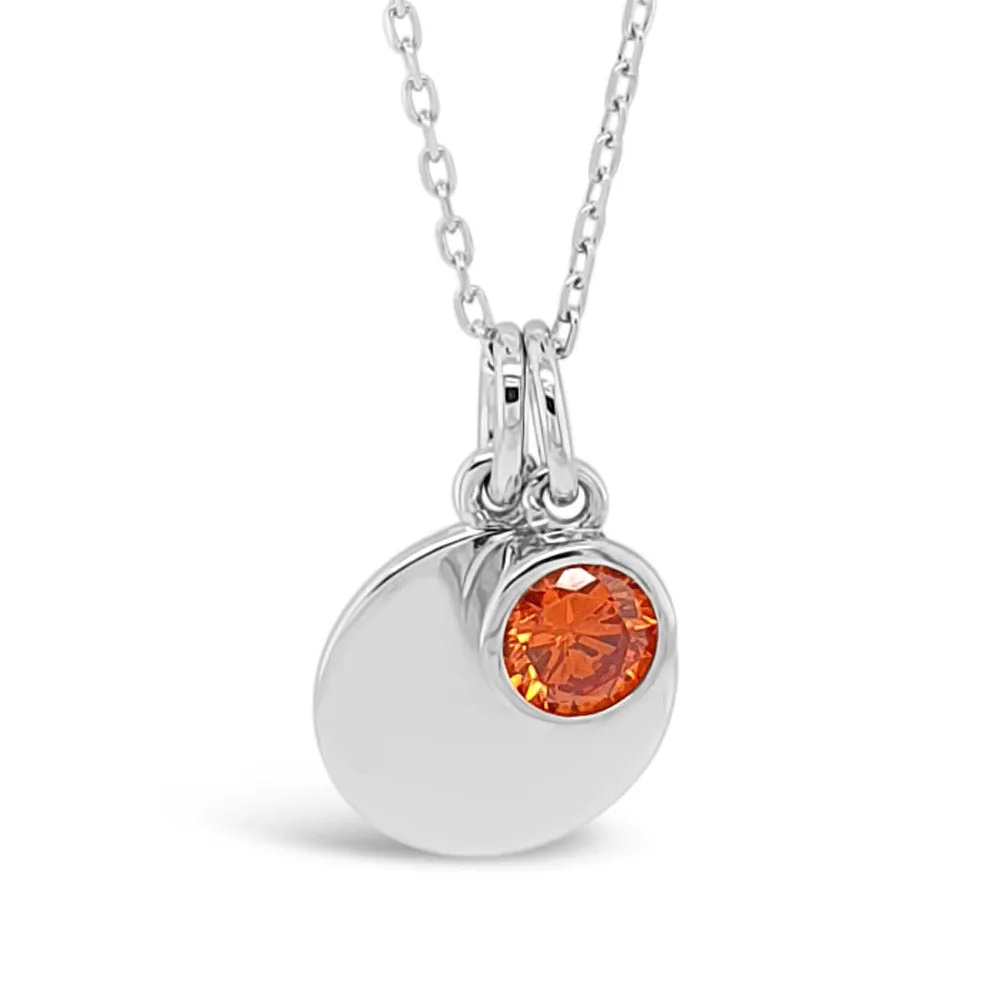 January Birthstone Sterling Silver Pendant