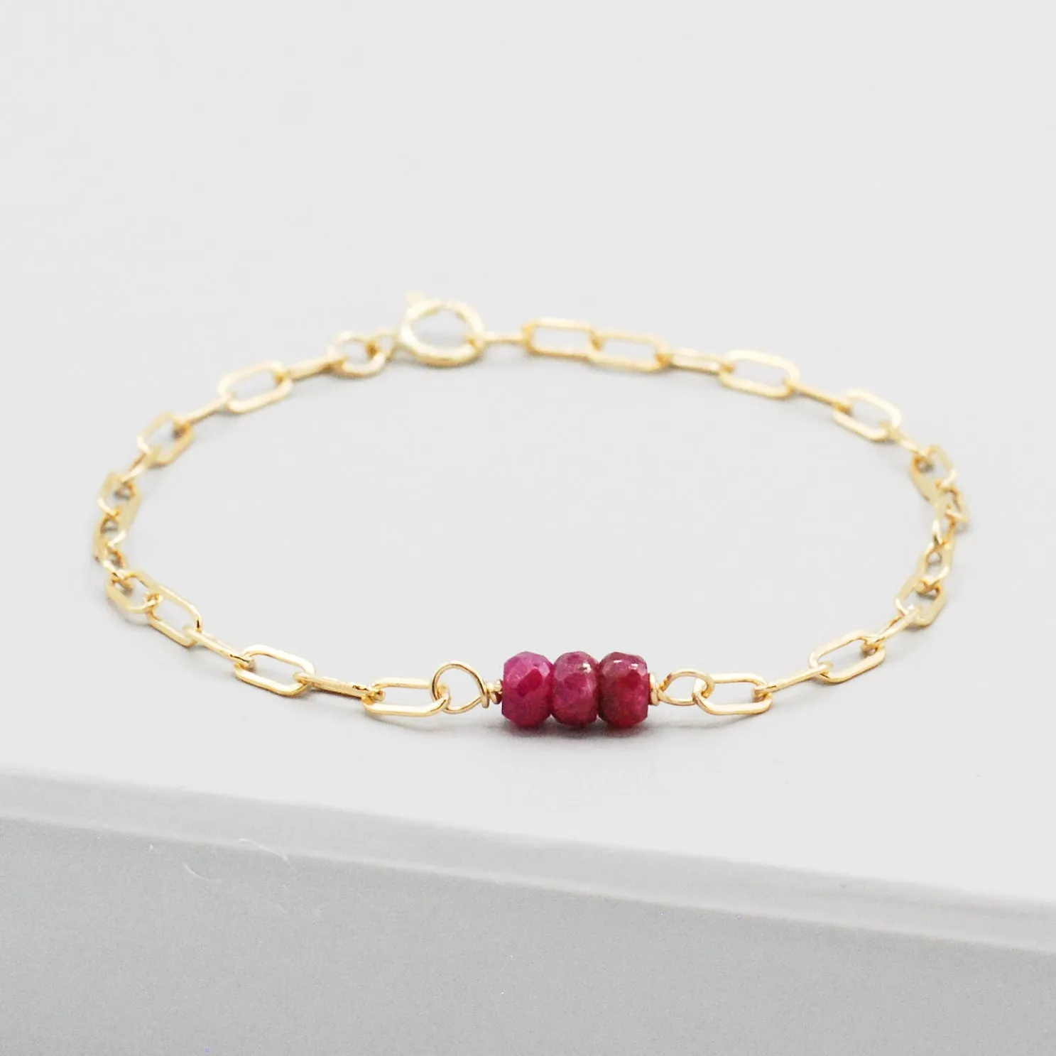 July Ruby Paper Clip Chain Bracelet