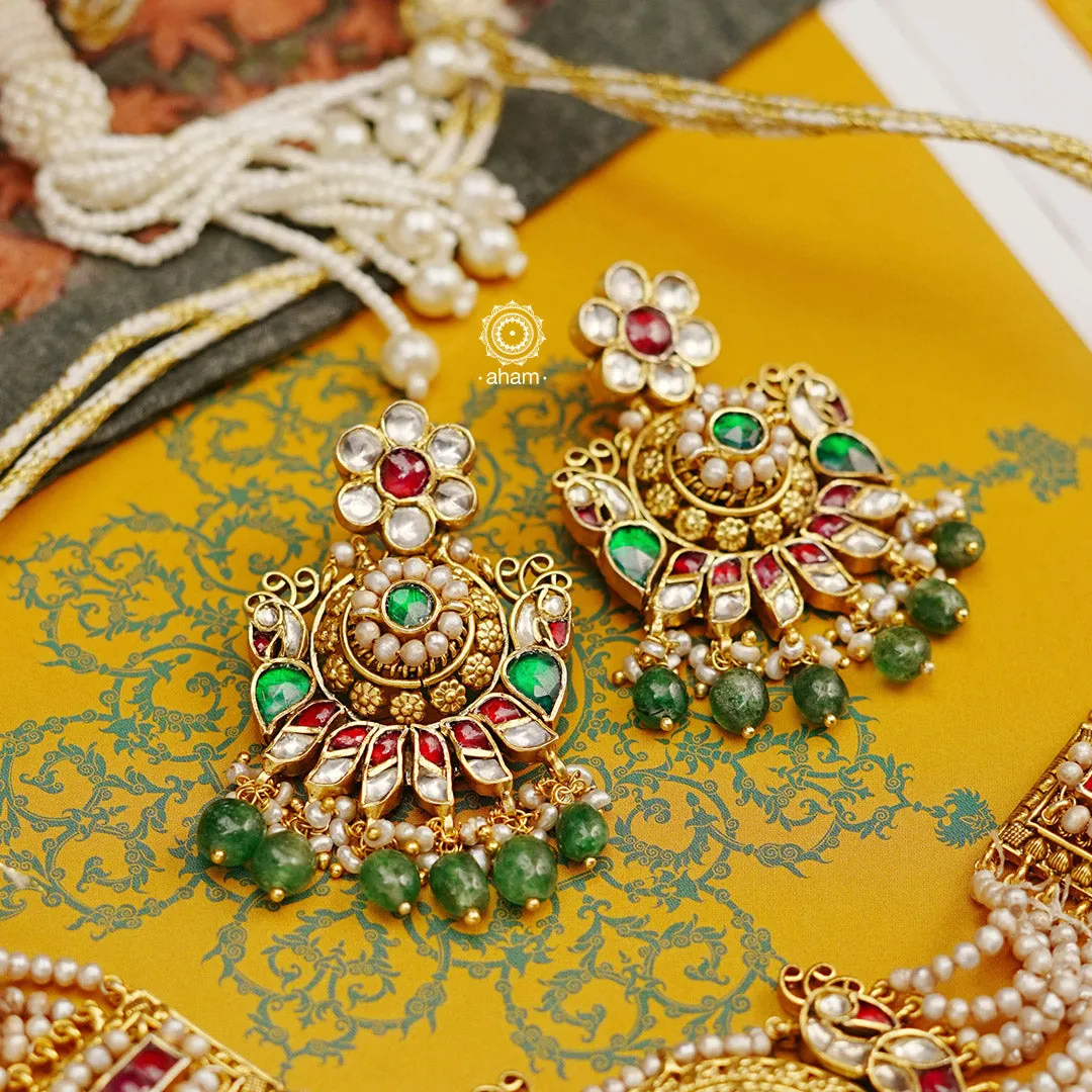 Kundan Peacock Gold Polish Silver Choker Set